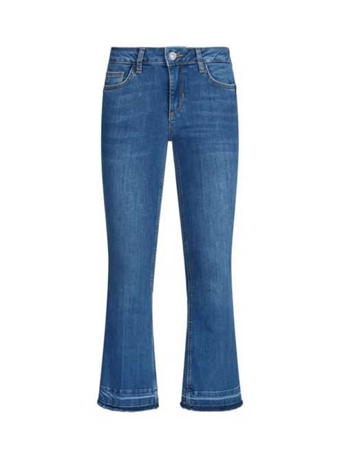 jeans donna bootcut orlo sfrangiato cotone stretch denim scuro LIU JO | UA5022-D023678857